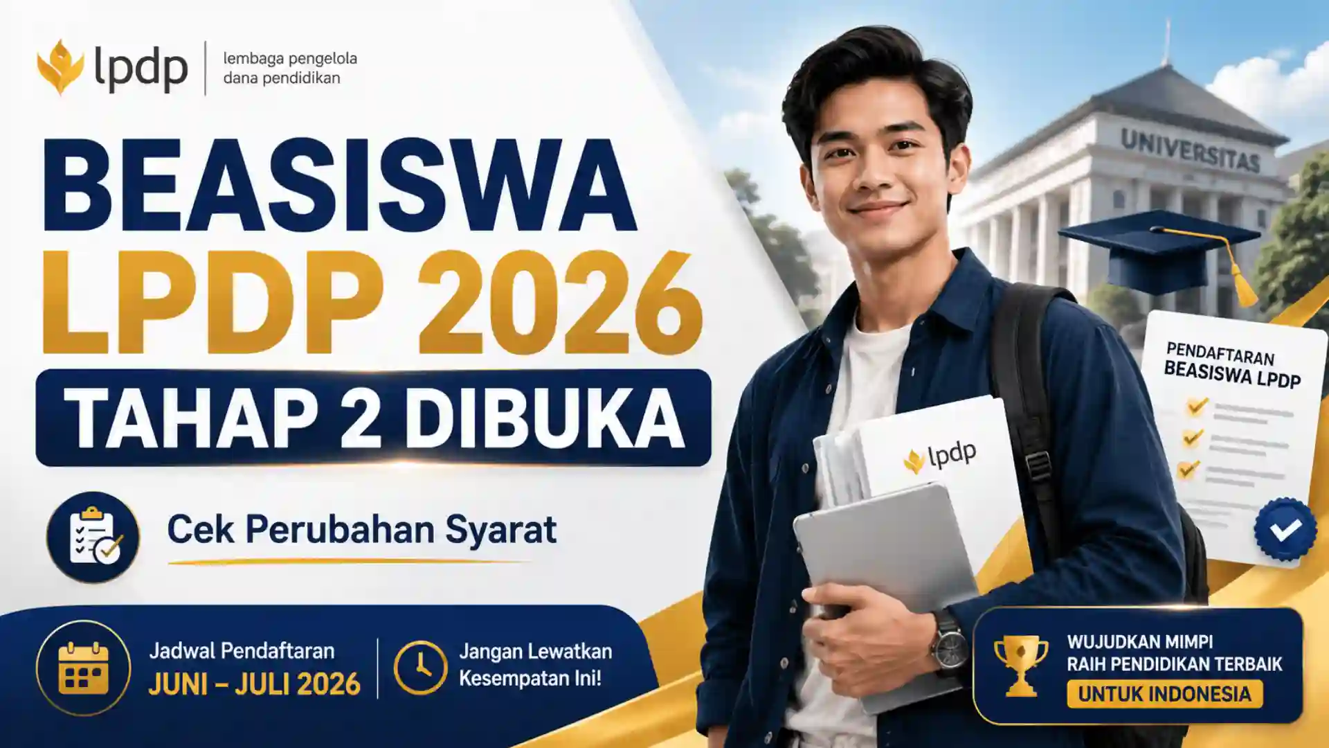 Beasiswa LPDP 2026 Tahap 2 Dibuka, Ini Syarat Baru
