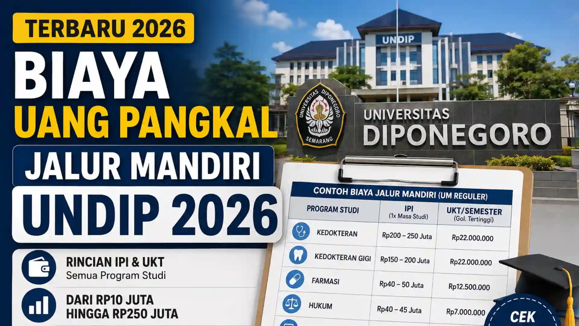 Biaya Uang Pangkal Jalur Mandiri Undip 2026