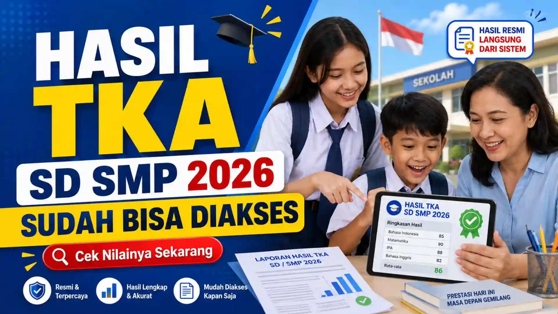 Hasil TKA SD SMP 2026 Bisa Diakses Sekolah