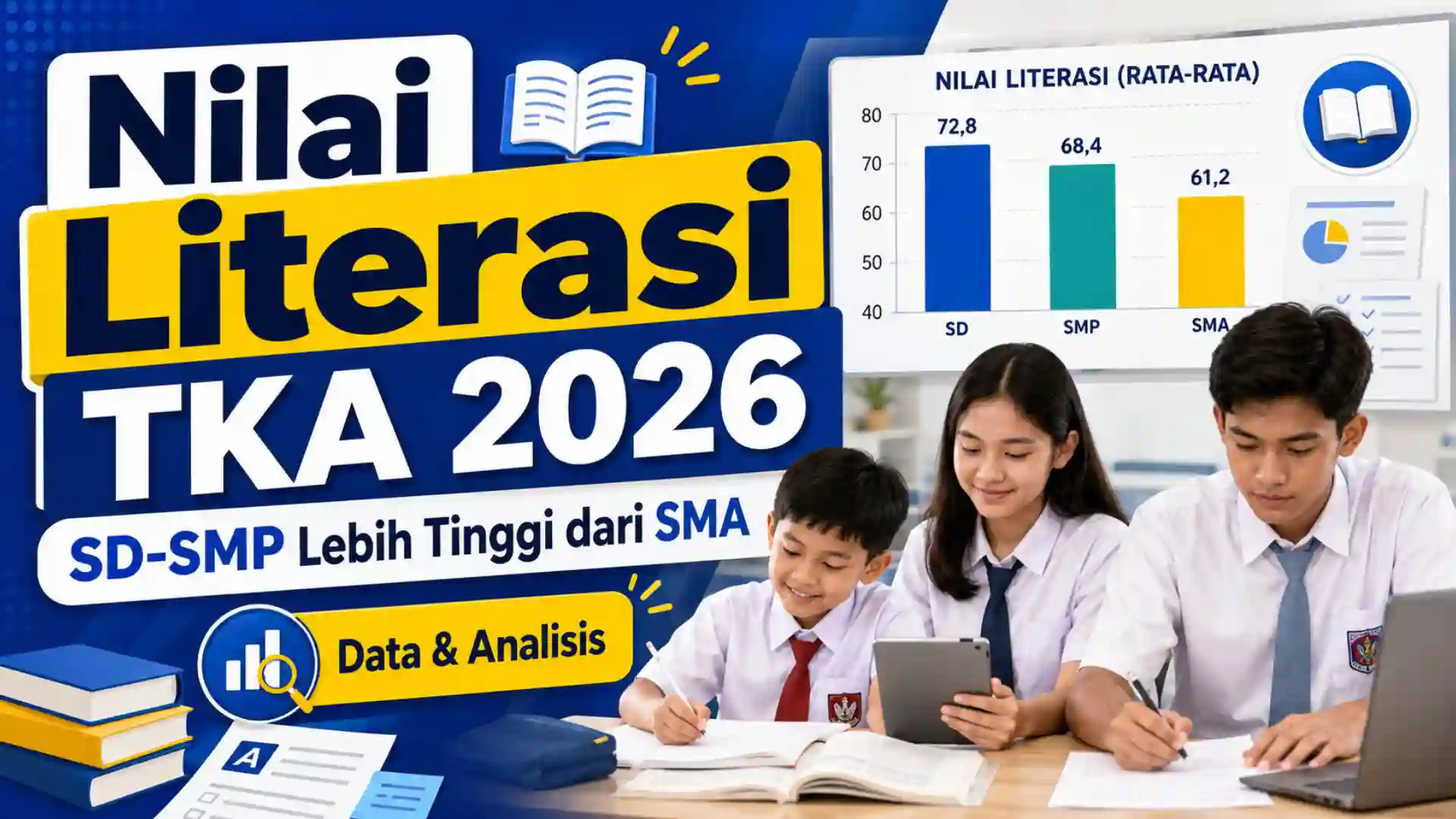 Nilai Literasi TKA SD-SMP 2026 Ungguli SMA
