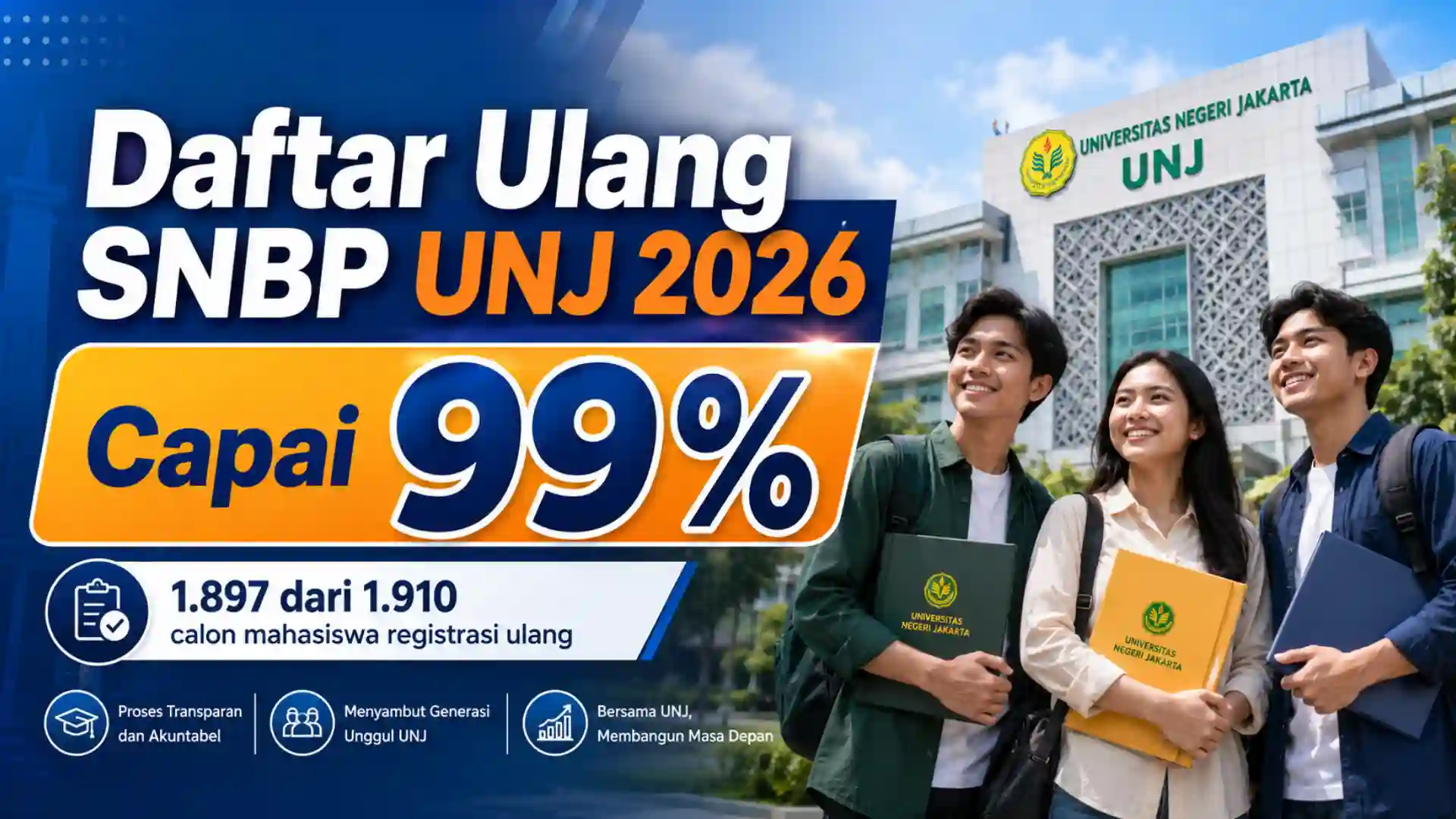 Rekor! 99% Maba SNBP 2026 UNJ Sukses Daftar Ulang