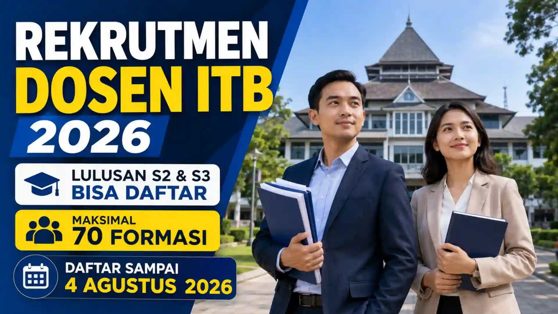 Rekrutmen Dosen ITB 2026 Buka Maksimal 70 Formasi
